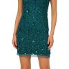 Adrianna Papell Sleeveless 3D Floral Beaded Shift Dress
