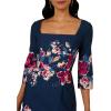 Adrianna Papell Three Quarter Sleeve Floral Sheath Dress