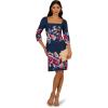 Adrianna Papell Three Quarter Sleeve Floral Sheath Dress