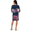 Adrianna Papell Three Quarter Sleeve Floral Sheath Dress