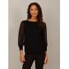 Adrianna Papell Women’s Bateau Neck Clip Dot 3/4 Sleeve Sweater(Black)