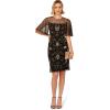 Adrianna Papell Women’s Beaded Illusion Neck Dress(Black/Gold)