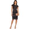 Adrianna Papell Womens Beaded Sheath Dress(Navy/Rosegold)