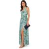 Adrianna Papell Women’s Chiffon Leaf Long Dress(Slate)