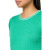 Adrianna Papell Women’s Crew Neck Cable Scalloped Edge Tipped Short Sleeve Sweater(Simply Green/Ivory)