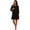 Adrianna Papell Women’s Crew Neck Clip Dot 3/4 Sleeve Mc Dress(Black)