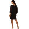 Adrianna Papell Women’s Crew Neck Clip Dot 3/4 Sleeve Mc Dress(Black)