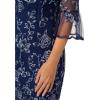 Adrianna Papell Womens Embroidered Bell Sleeve Dress(Midnight Multi)
