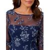Adrianna Papell Womens Embroidered Bell Sleeve Dress(Midnight Multi)