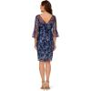 Adrianna Papell Womens Embroidered Bell Sleeve Dress(Midnight Multi)