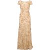 Adrianna Papell Womens Floral Embroidered Godet Gown(Champagne)