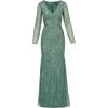 Adrianna Papell Womens Long Sleeve Bead Long Dress(Green Slate)