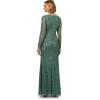 Adrianna Papell Womens Long Sleeve Bead Long Dress(Green Slate)