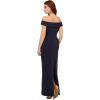 Adrianna Papell Women’s Metallic Knit Draped Gown(Light Navy)