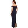 Adrianna Papell Women’s Metallic Knit Draped Gown(Light Navy)