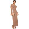 Adrianna Papell Womens Off Shoulder Long Dress(Taupe)
