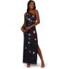 Adrianna Papell Womens One Shoulder Bead Dress(Navy Multi)