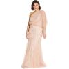 Adrianna Papell Womens One Shoulder Beaded Dress(Blush)