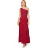 Adrianna Papell Womens One Shoulder Beaded Dress(Cranberry)