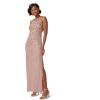 Adrianna Papell Womens One Shoulder Beaded Dress(Stone)