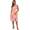 Adrianna Papell Womens Printed Midi Dress(Coral/Ecru)