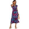 Adrianna Papell Womens Printed Midi Dress(Navy/Pink Multi)