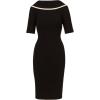 Adrianna Papell Womens Roll Neck Sheath with V Back(Black/Ivory)