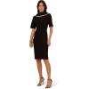 Adrianna Papell Womens Roll Neck Sheath with V Back(Black/Ivory)
