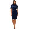 Adrianna Papell Womens Roll Neck Sheath with V Back(Navy Sateen)