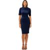 Adrianna Papell Womens Roll Neck Sheath with V Back(Navy Sateen)