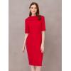 Adrianna Papell Womens Roll Neck Sheath with V Back(Red)