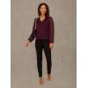 Adrianna Papell Womens V Neck 3/4 Woven Bubble Sleeve Sweater(Plum)