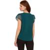 Adrianna Papell Women’s V-Neck Knit Top with Organza Flutter Sleeves(Evergreen)