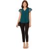 Adrianna Papell Women’s V-Neck Knit Top with Organza Flutter Sleeves(Evergreen)