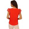 Adrianna Papell Women’s V-Neck Knit Top with Organza Flutter Sleeves(Fiery Red)