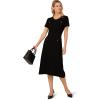 Adrianna Papell Women’s Waffle Textured Fit and Flare Midi Sweater with Mock Pockets(Black)