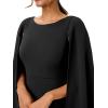 Adrianna Papell womens Knit Crepe Cape Jumpsuit(Black)
