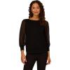 Adrianna Papell Women’s Bateau Neck Clip Dot 3/4 Sleeve Sweater(Black)