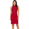 Adrianna Papell Womens Bead Mock Halter Dress(Cranberry)