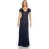 Adrianna Papell Womens Beaded Blouson Dress(Midnight)