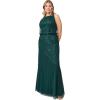Adrianna Papell Women’s Beaded Halter Gown(Dusty Emerald)