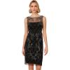 Adrianna Papell Womens Beaded Sheath Dress(Black/Gunmetal)
