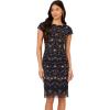 Adrianna Papell Womens Beaded Sheath Dress(Navy/Rosegold)