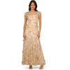 Adrianna Papell Womens Floral Embroidered Godet Gown(Champagne)
