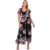 Adrianna Papell Women’s Floral Printed Jumpsuit, Black Multi, 16