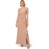 Adrianna Papell Women’s Metallic Knit Draped Gown(Biscotti)