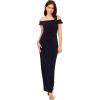 Adrianna Papell Women’s Metallic Knit Draped Gown(Light Navy)