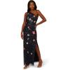 Adrianna Papell Womens One Shoulder Bead Dress(Navy Multi)