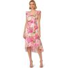 Adrianna Papell Womens Printed Midi Dress(Pink Multi)