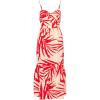 Adrianna Papell Womens Printed Midi Dress(Red/Ivory)